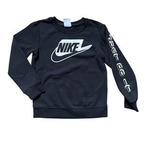 Nike Kids Crewneck Sweatshirt Black Size 6–7Y | Just Do It Logo Sleeve Pullover